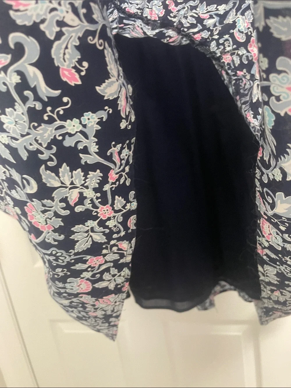 J. Crew Navy Floral Tiered Girls Dress with Pink and White Flowers